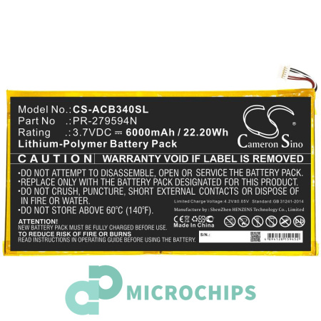 Аккумулятор для ACER Iconia One 10 B3-A40 (PR-279594N) 6000mah