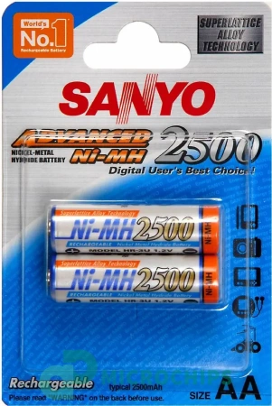 Аккумулятор Sanyo АА (NiMH, 2500mAh) 2BP