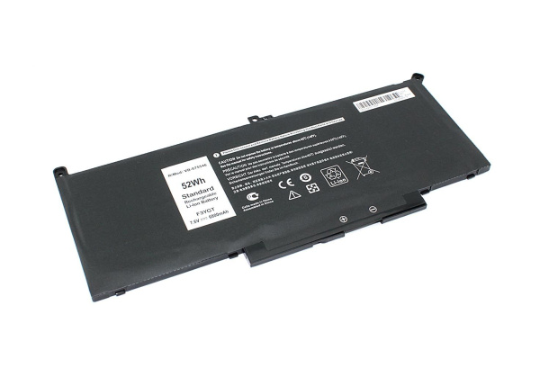 Аккумулятор (батарея) F3YGT-2S2P для ноутбука Dell Latitude 12 7000, 7.6V 6800mAh, черный (OEM)