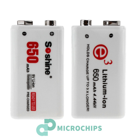 Аккумулятор Soshine "Крона" (Li-ion, 650mAh, 9V)