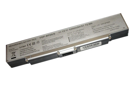 Аккумулятор (батарея) для ноутбука Sony Vaio VGN-CR (VGP-BPS9) 5200mAh OEM серебристая