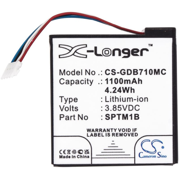 Аккумулятор усиленный CameronSino для GoPro Hero 7 Silver, Hero 7 White (SPTM1B) 1100mAh