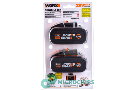 Комплект аккумуляторов WORX WA3553.2 (Li-ion, 4000mAh, 20V)