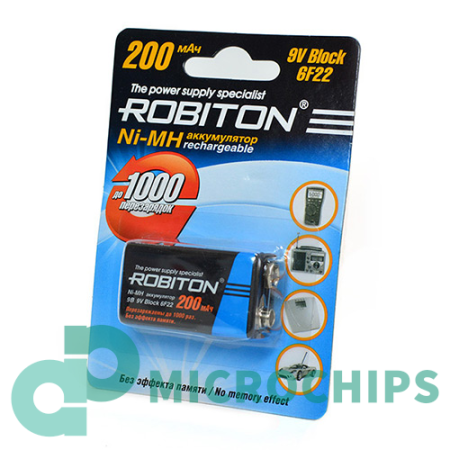 Аккумулятор Robiton Крона (NiMH, 200mAh, 9V) 1BP