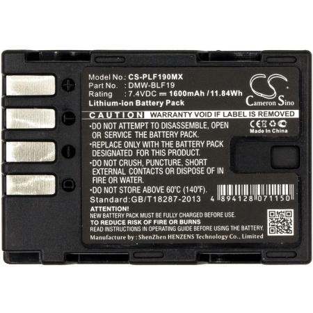 Аккумулятор для Panasonic Lumix DMC-GH3, GH4, GH5 (DMW-BLF19) 1600mAh