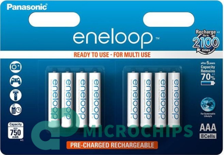 Аккумулятор Panasonic Eneloop AAA (NiMH, 750mAh) 8BP