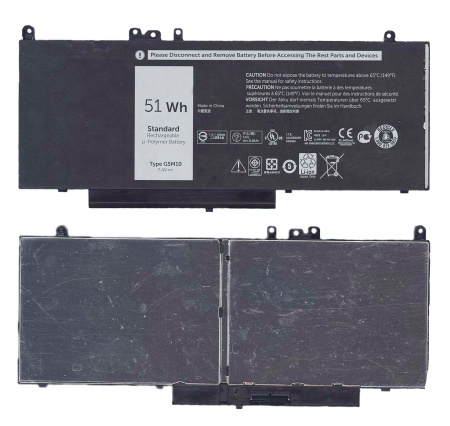 Аккумулятор (батарея) 8V5GX, G5M10 для ноутбука Dell Latitude E5550, 6460mAh, 7.4V, черный (оригинал)