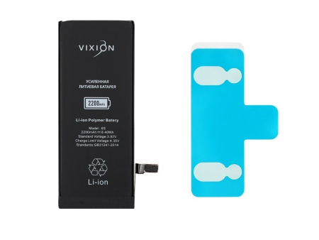 Аккумулятор Vixion для Apple iPhone 6S, усиленная 2200мАч, с монтажным скотчем