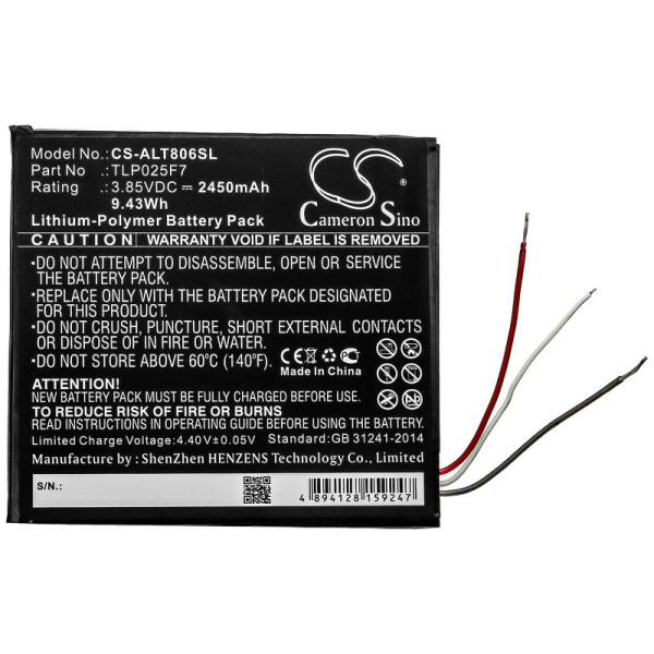 Аккумулятор для Alcatel 1T 7", OT-8068 (TLP025F7) 2450mah
