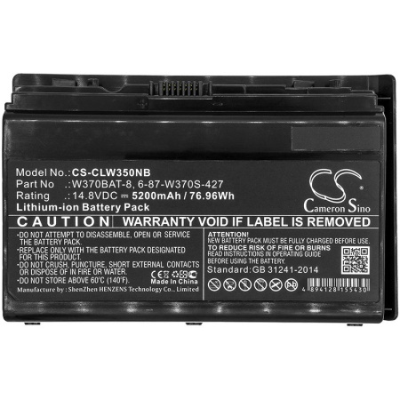 Аккумулятор для Clevo G508II, GIGABYTE P2742, HASEE K650C-I7 D1, SAGER 7358, SCHENKER W350ETQ 5200mah