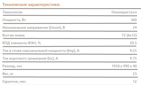 Фотоэлектрический солнечный модуль (ФСМ) Delta BST 360-24 M