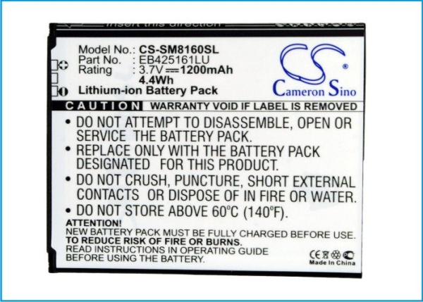 Аккумулятор CS-SM8160SL, EB425161LU для Samsung Galaxy S3 Mini i8190, 3.7В, 1200мАч, 4.4Wh