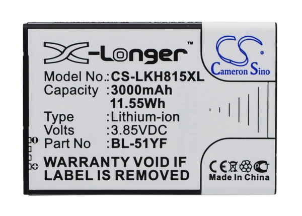 Аккумулятор CS-LKH815XL, BL-51YF для LG G4 H818, 3.85В, 3000мАч, 11.55Wh