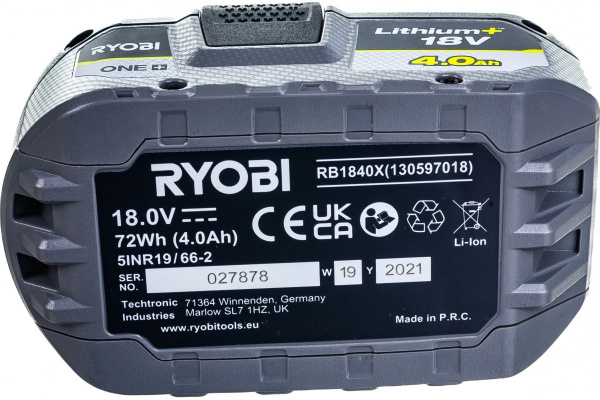 Купить Аккумулятор Ryobi ONE+ RB1840X (Li-ion, 4000mAh, 18V) Аккумулятор Ryobi ONE+ RB1840X (Li-ion, 4000mAh, 18V)