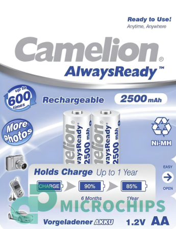 Аккумулятор Camelion Always Ready AA (NiMH, 2500mAh) 2BP