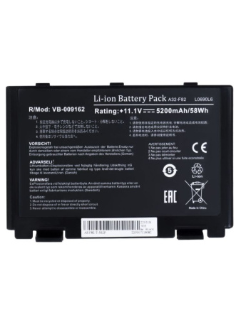 Аккумулятор (батарея) для ноутбука Asus K40, F82 (A32-F82), 11.1V, 5200mAh, черный (OEM)