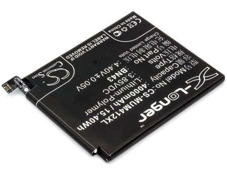 Аккумулятор CS-MUM412XL, BN43 для Xiaomi Redmi Note 4X (Ch.Version), 3.85В, 4000мАч, 15.40Wh