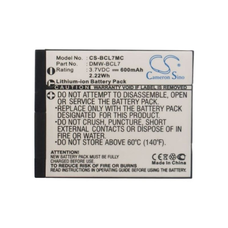 Аккумулятор для Panasonic Lumix DMC-F, FH (DMW-BCL7) 600mAh