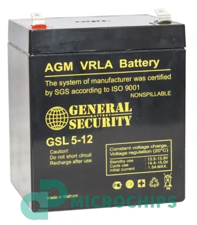 Аккумулятор General Security GSL 5-12 F2 (AGM, 5Ah)