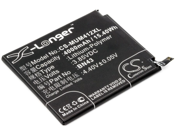 Аккумулятор CS-MUM412XL, BN43 для Xiaomi Redmi Note 4X (Ch.Version), 3.85В, 4000мАч, 15.40Wh