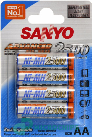 Аккумулятор Sanyo АА (NiMH, 2500mAh) 4BP