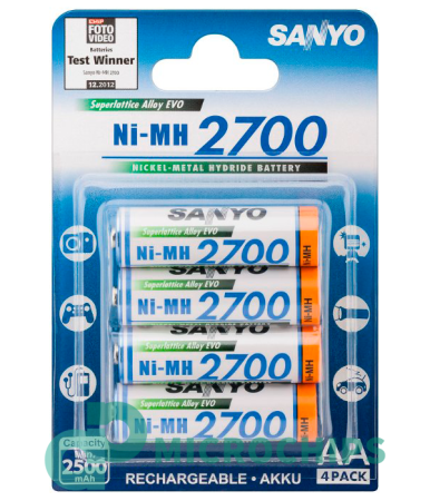 Аккумулятор Sanyo АА (NiMH, 2700mAh) 4BP