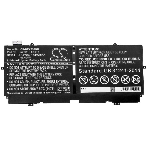 Аккумулятор для Dell XPS 13 7390 (52TWH) 6500mah